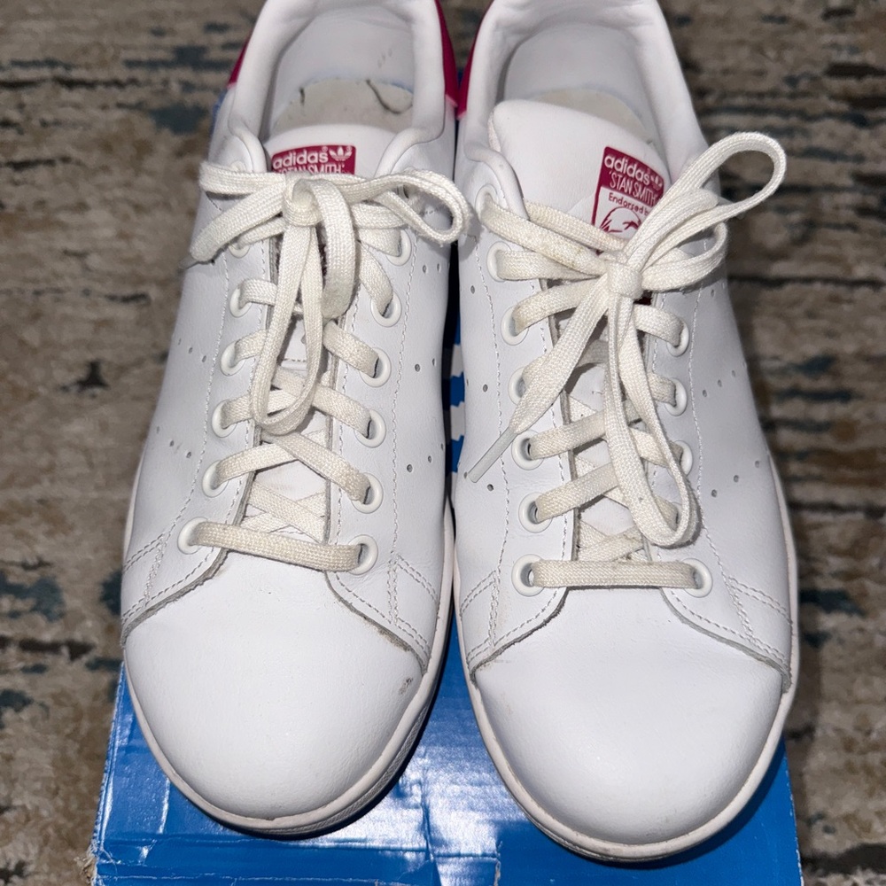 Adidas White and Pink Lace-Up Sneakers